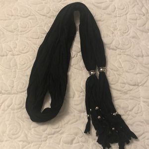 Black Crinkle Scarf Wrap Belt